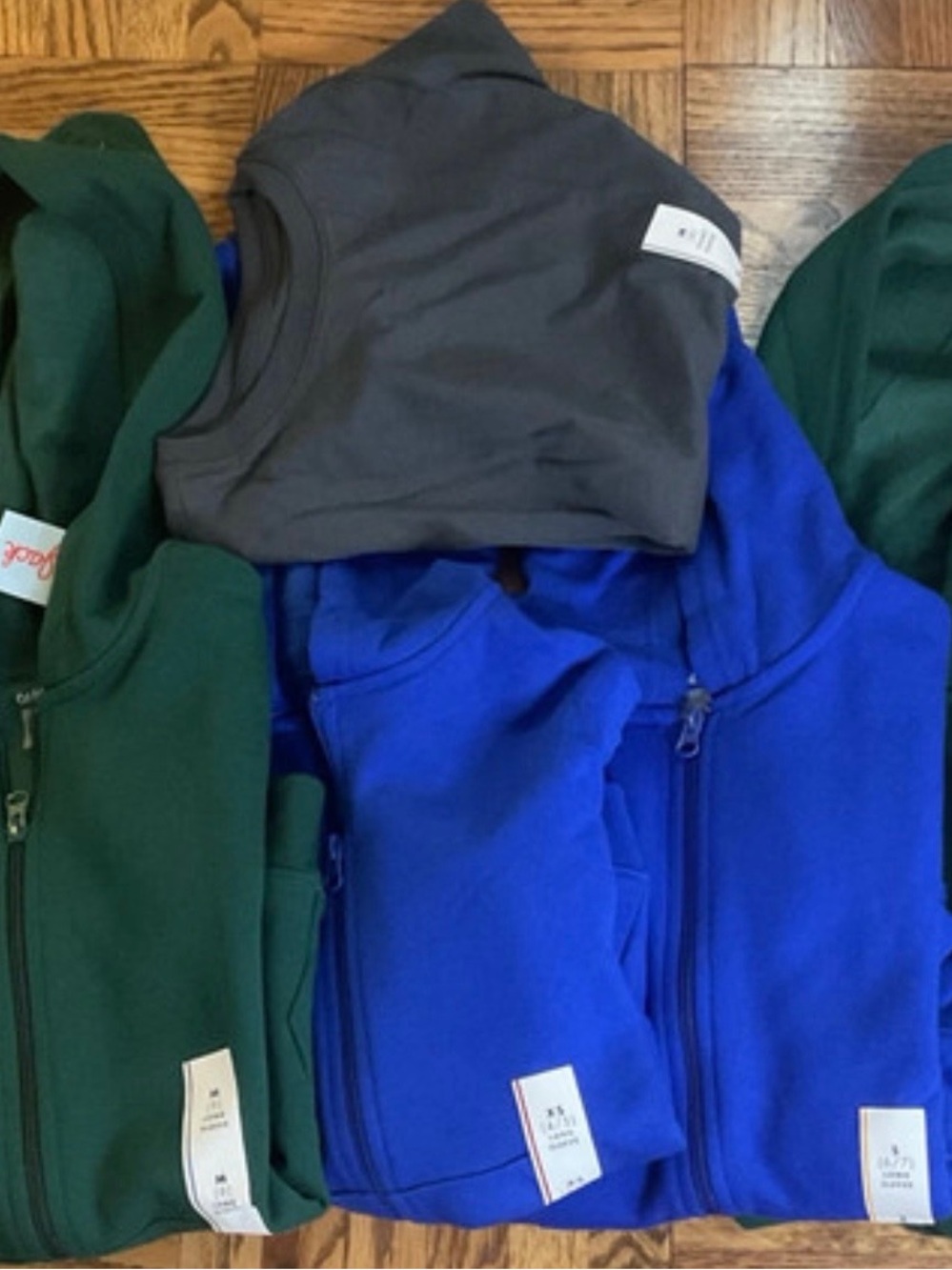 Cat & Jack Zip Hoodies in Royal Blue, Forest Green & Charcoal